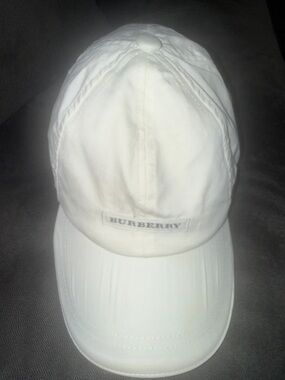 Burberry White Cotton Logo Cap